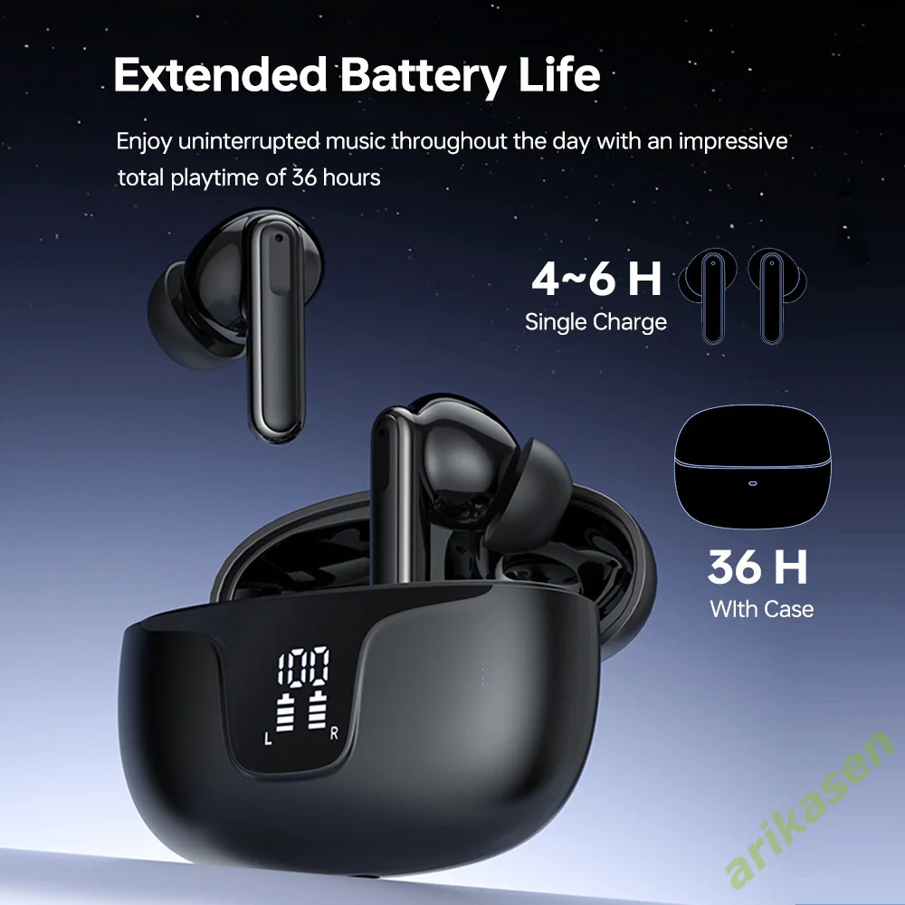 TWS Wireless Earphone Cancelling Bluetooth 5.3 HiFi Buds