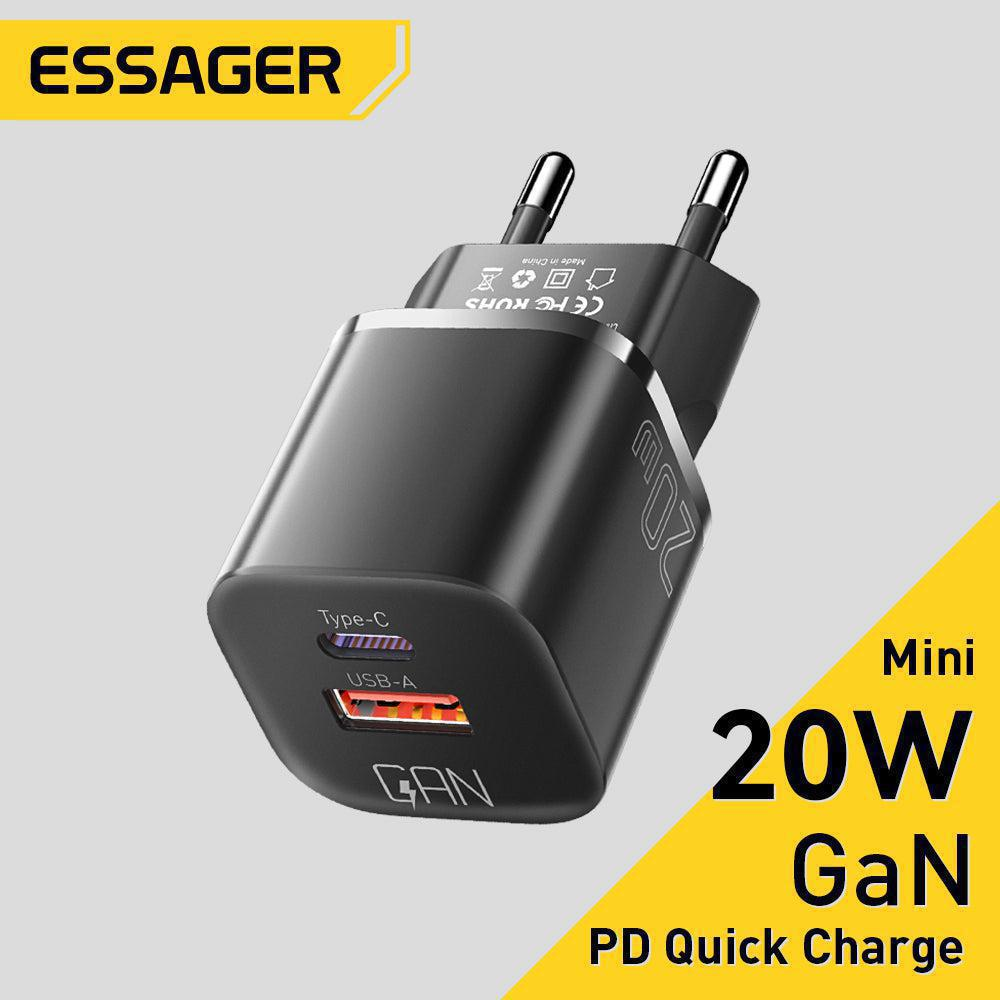Essager 20W GaN USB Type C Charger PD Fast Charge Phone QC 3.0