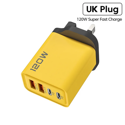 120W Fast Charging 4 Ports Mobile Phone Charger QC3.0 USB Type C